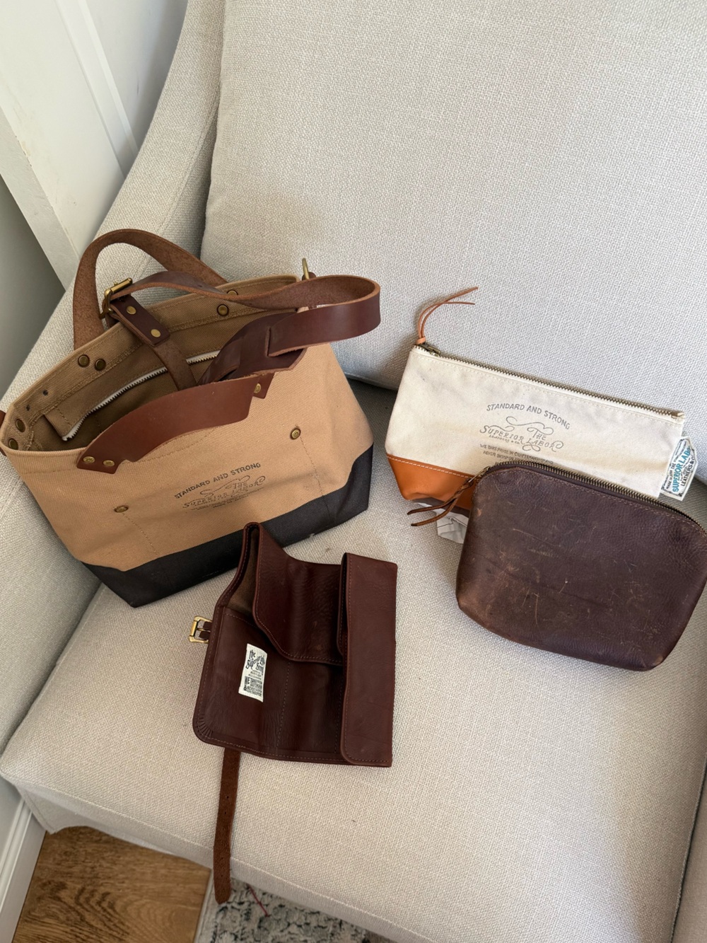 The Superior Labor Canvas Tote Bag and Leather Pen Roll Bundle